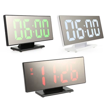 

Digital Alarm Clock Big LED Screen Mirror Mute Time Display Alarm Clock Desk Table Timepiece Snooze Clock Makeup Mirror Display