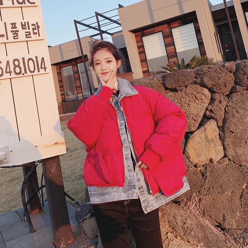 

Cotton-padded Clothes/Cotton Coat Fashion Warm Short Comfortable Trend Soft Hooded Button 2018 Winter