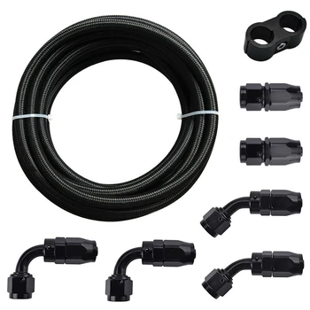 

Braided 3/8 Fuel Line Oil/Gas/Fuel Hose End Fitting Hose Separator Clamp Kit