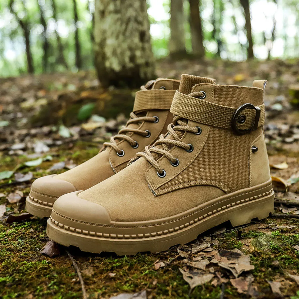 

2019 Fashion Winter Men Boots Ankle Boots Lace Up Outdoors Men's Basic Boot Work Low-heeled Lace Up Premium Shoes Work Boots