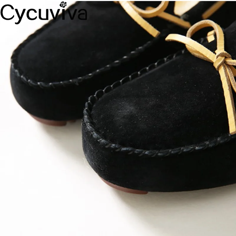 New Bow Wool Boots For Women Concise Slip On Casual Flat Shoes Woman Comfy Warm Runway Ankle Boots Natural Fur Winter Shoes