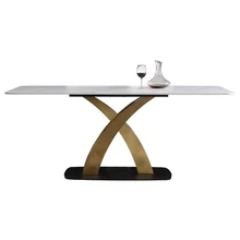 

American style light luxury dining table restaurant villa marble dining table