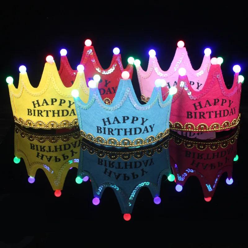 Fun Celebration Kit of 6 LED Light Happy Birthday Crowns Birthday Party Supplies and Birthday Decorations Birthday Party Crowns