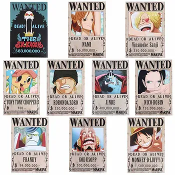 

10 Pcs/set 28.5X19.5CM Home Decor Wall Stickers Vintage Paper One Piece Wanted Posters Anime Posters Luffy Chopper Wanted