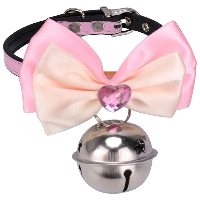 

2018 New Style Dog Neck Ring Pet Dog Bell Neck Ring Bow Dog Leather Chyer Pet Supplies