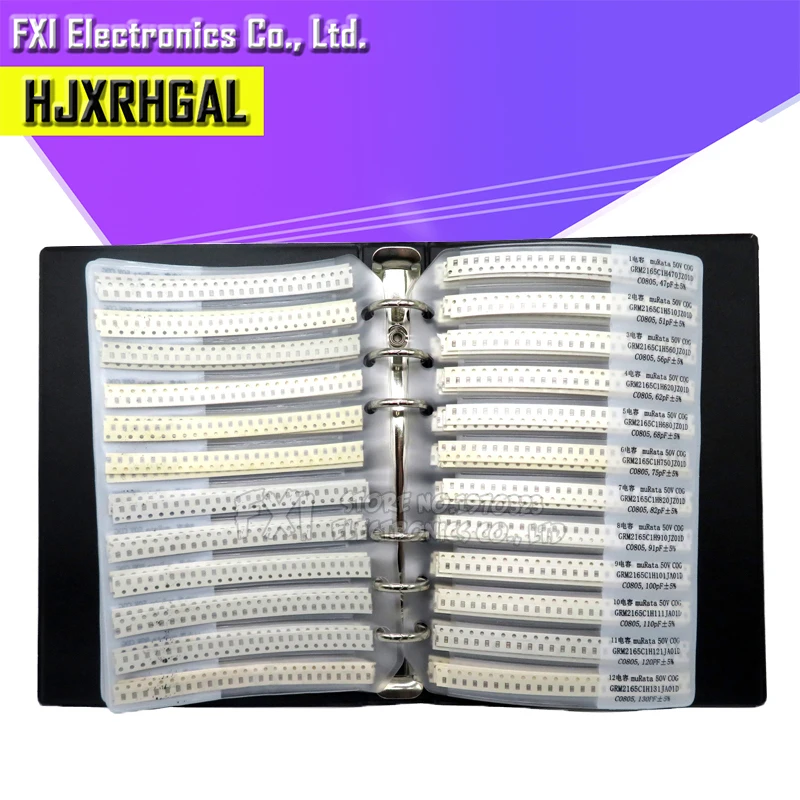 0201 0402 0603 0805 0402 SMD Chip capacitor kit capacitor sample book 38~92Value 950PCS~4600PCS 10uf 10nf 10pf 1nf 10nf 100nf smd capacitor