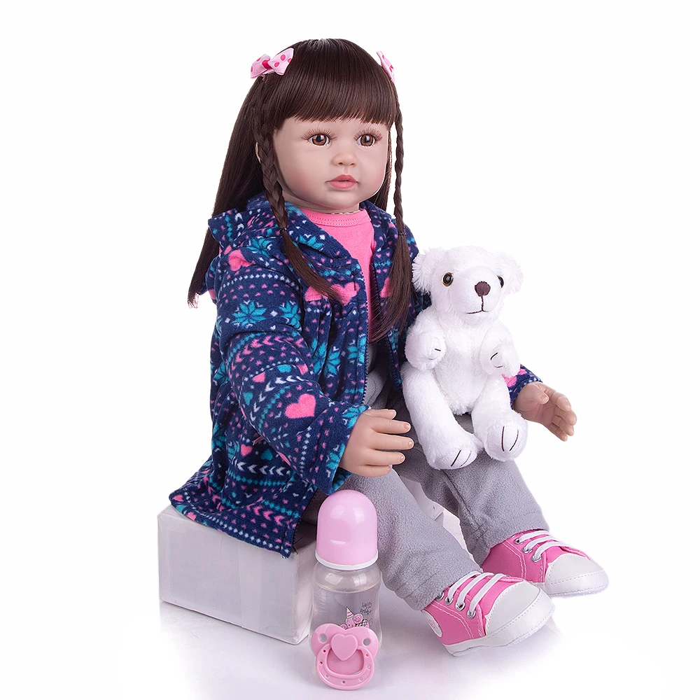 

KEIUMI Bebe Reborn Doll Toy Cloth Body Stuffed Realistic Girl Toddler Silicone Doll 24 Inch Children Birthday Christmas Gifts