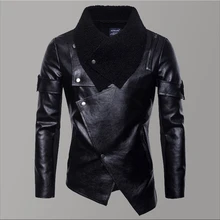 Черная зимняя кожаная мужская куртка, модная нестандартная приталенная Мужская куртка, осенние куртки из искусственной кожи, пальто для мужчин, одежда
