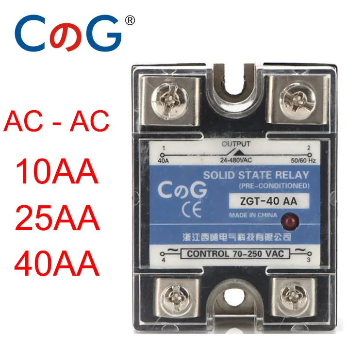 CG SSR-10AA 25AA 40AA SSR однофазный JGX AC управление AC радиатор 70-280VAC к 24-480VAC 10A 25A 40A AA твердотельное реле