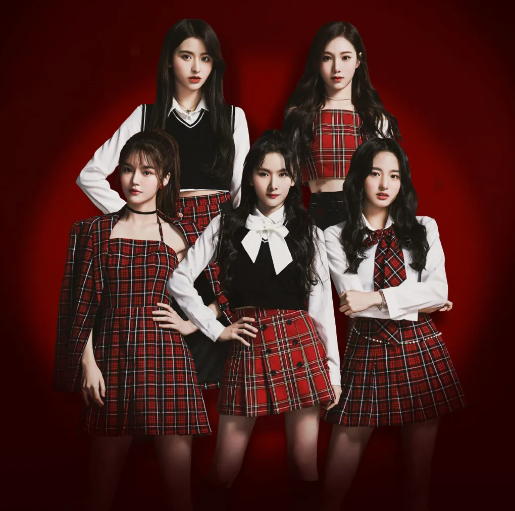 

Kpop Корейская группа девушек тонкая рубашка с отворотом с длинным рукавом жилет топы Свободные блейзеры + клетчатая юбка с завышенной талией Мини платья женские комплекты