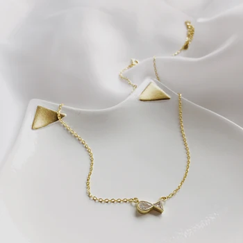 

Fashion 925 cubic zirconia necklace original mini fish pendant necklace girls simple sterling silver jewelry