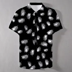 2019 Летние Гавайские цветные листья с коротким рукавом на заказ Мужская Повседневная рубашка