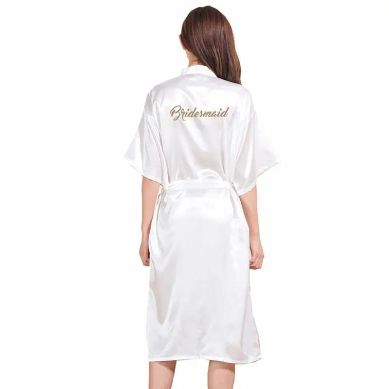 Сексуальный длинный халат с надписью «Подружка невесты» кимоно платье с поясом половина рукава свободная Пижама Повседневная летняя Новинка интимное нижнее белье - Цвет: White