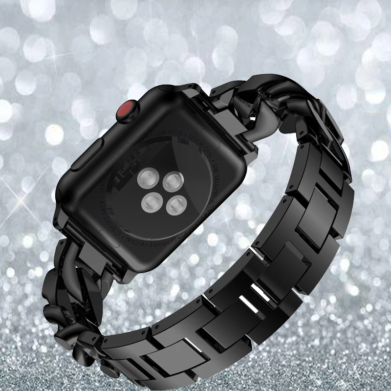 Браслет стразы из нержавеющей стали для apple watch band 44/40/42/38 мм series 5 4 3 2 1|Ремешки