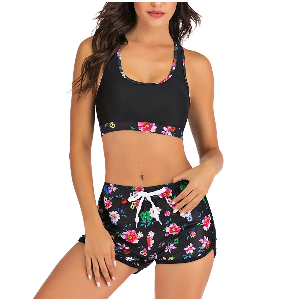 

Swiming Suit Women High Waist Bikini summer Women Print Tube up Two Pieces Bikini Push-Up Swimsuit Swimwear Beachwear#3