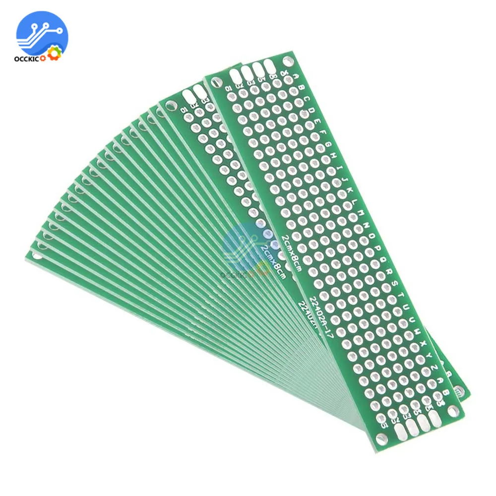 Двухсторонняя Прототипная печатная плата для хлеба Луженая универсальная 2x8 см 20