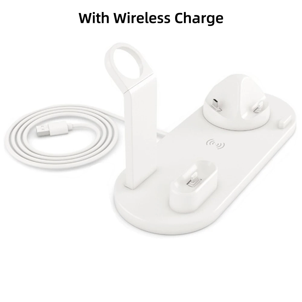 White wireless 6 в 1 10 Вт волшебное Qi Беспроводное зарядное устройство, зарядная станция, быстрая зарядная док-станция для смартфонов Iphone huawei samsung Airpods - Цвет: White wireless