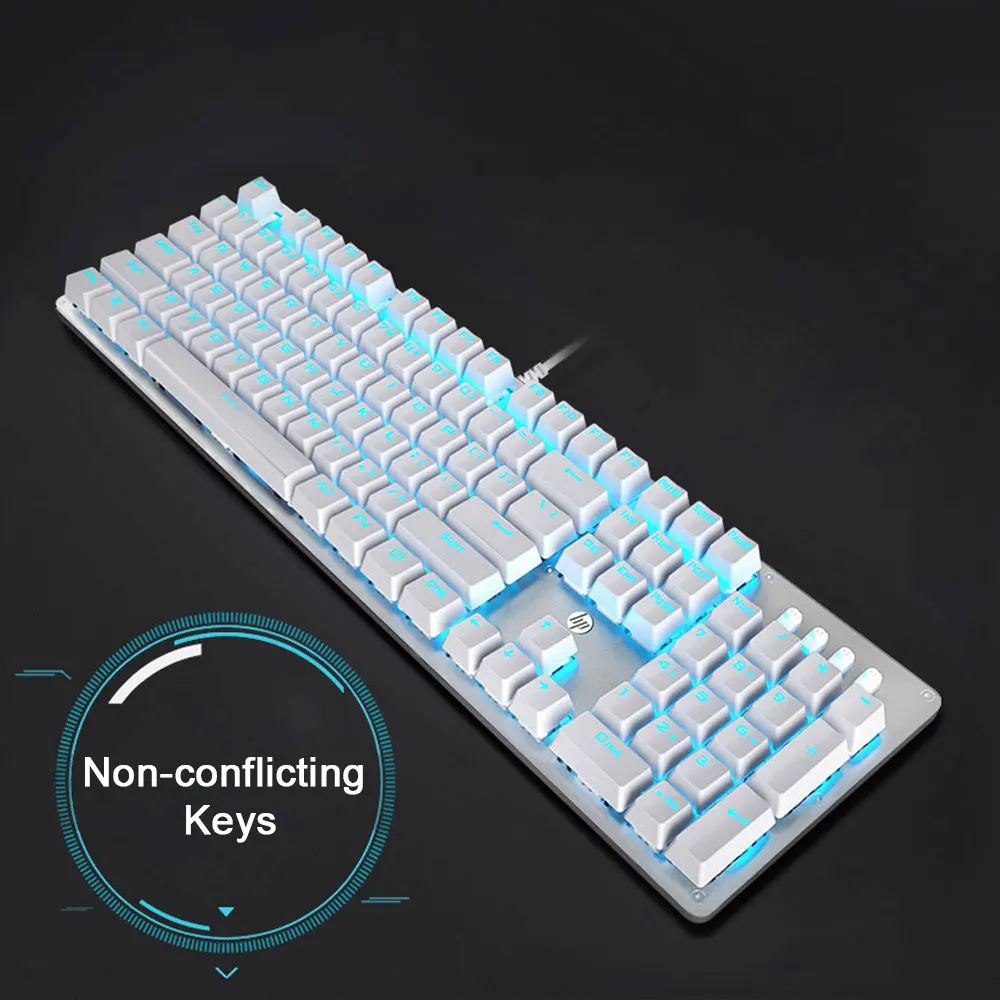 Механическая игровая клавиатура HP GK100 подсветка синий красный переключатель 104