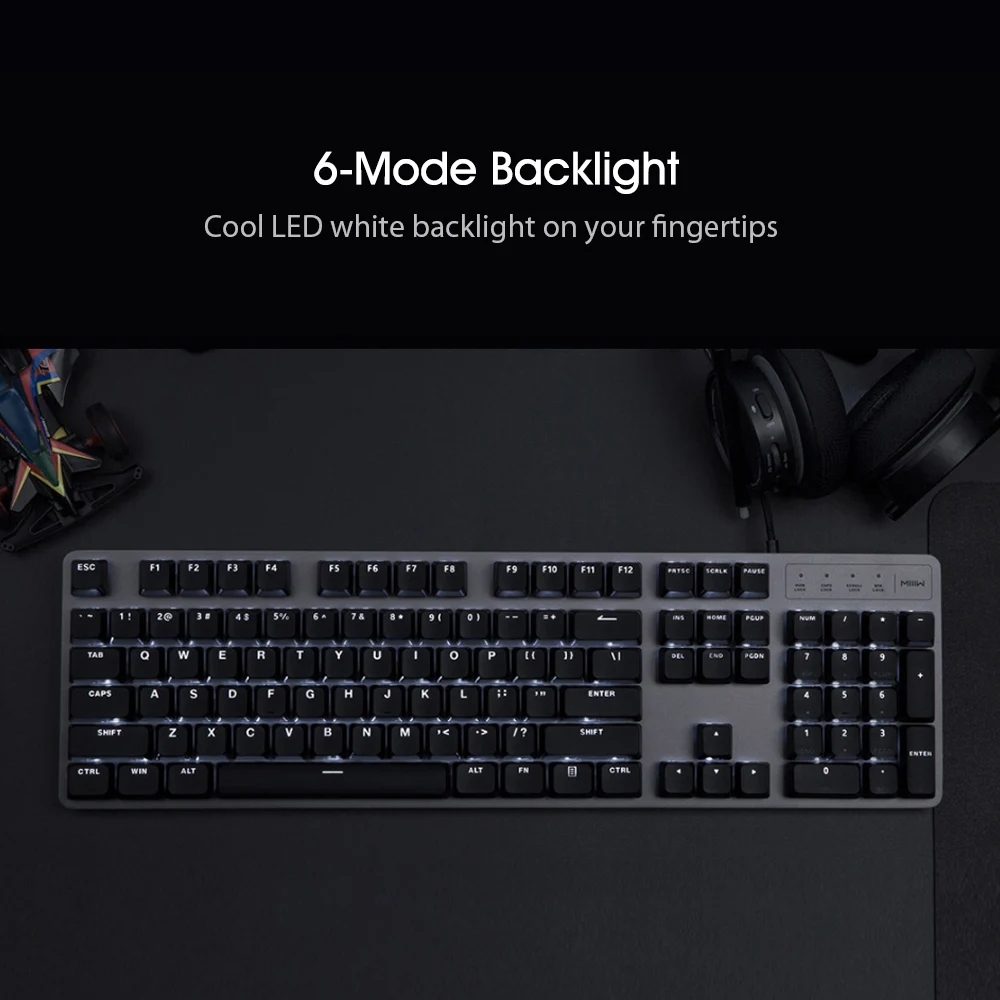 Xiaomi MIIIW игровая механическая клавиатура 600K 104 клавиш красный переключатель USB проводной компьютер геймер с подсветкой светодиодный подсветка для ПК ноутбука