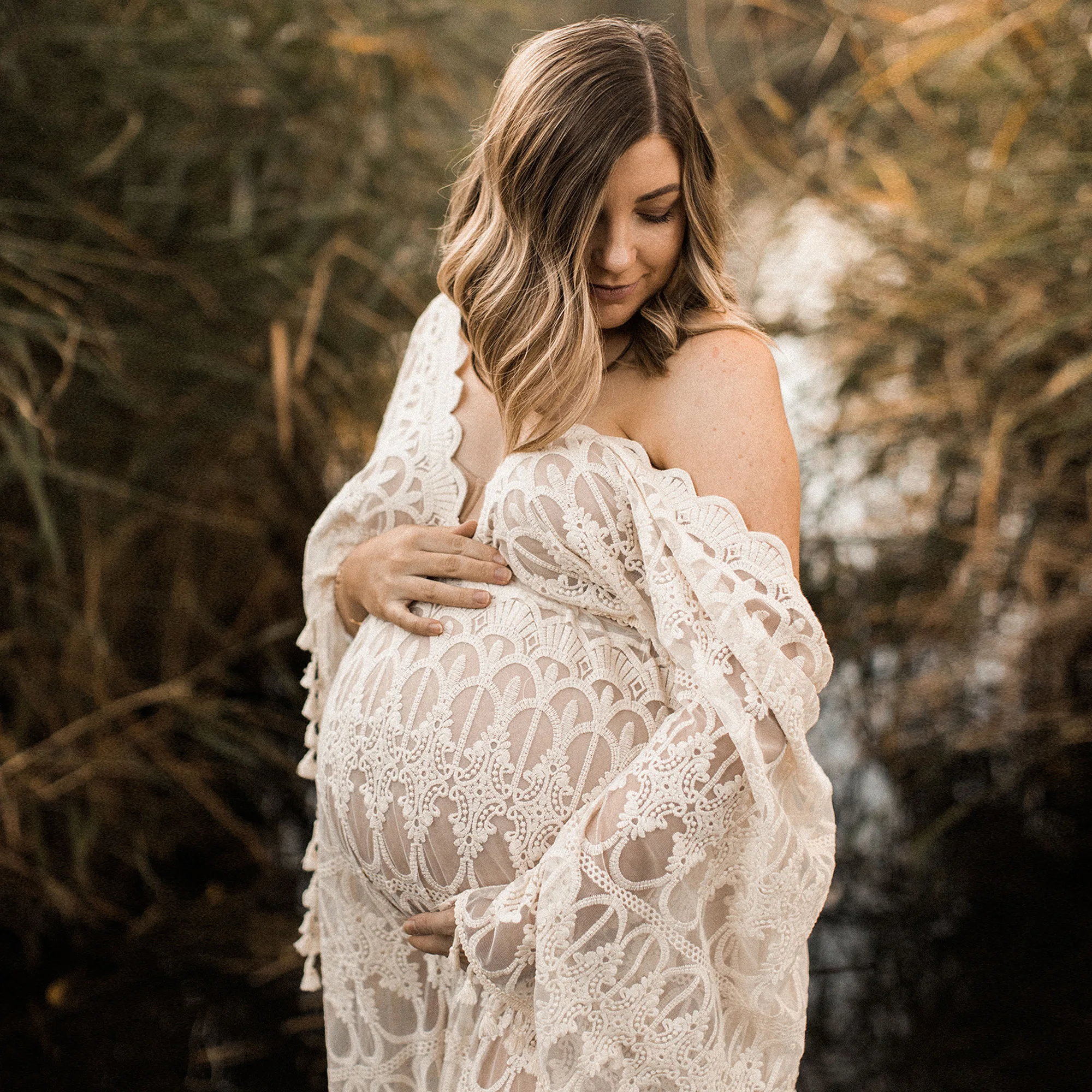 Don&Judy Baby Shower Maternity Photography Props Dress Maxi Dress