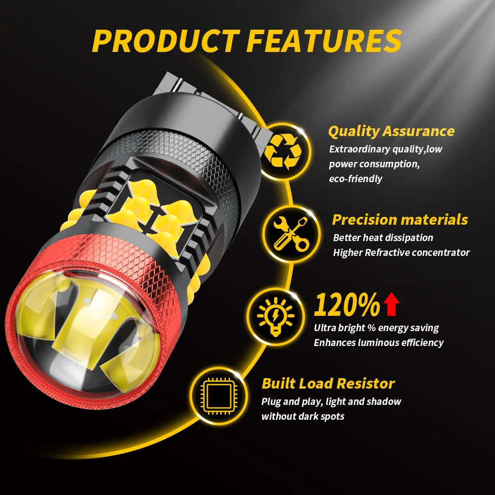 DXZ 10 шт. Canbus T20 7440 светодиодный W21/5W W21W лампы 30 SMD 1200LM 12V объектив Автомобильный
