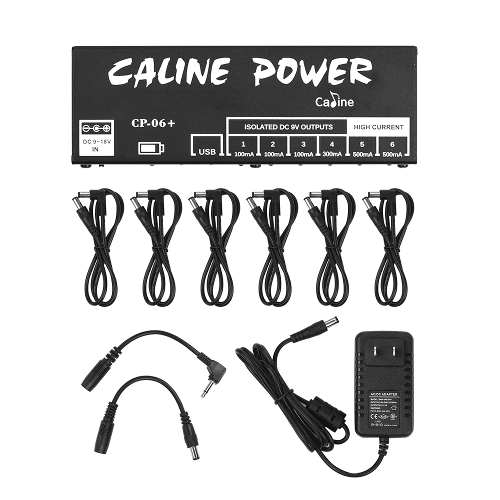 Caline CP-06+ Guitar Accessories Mini Guitar Pedal Power Supply Isolated 6 Outputs with Rechargeable Built-in Battery US Plug - Цвет: US