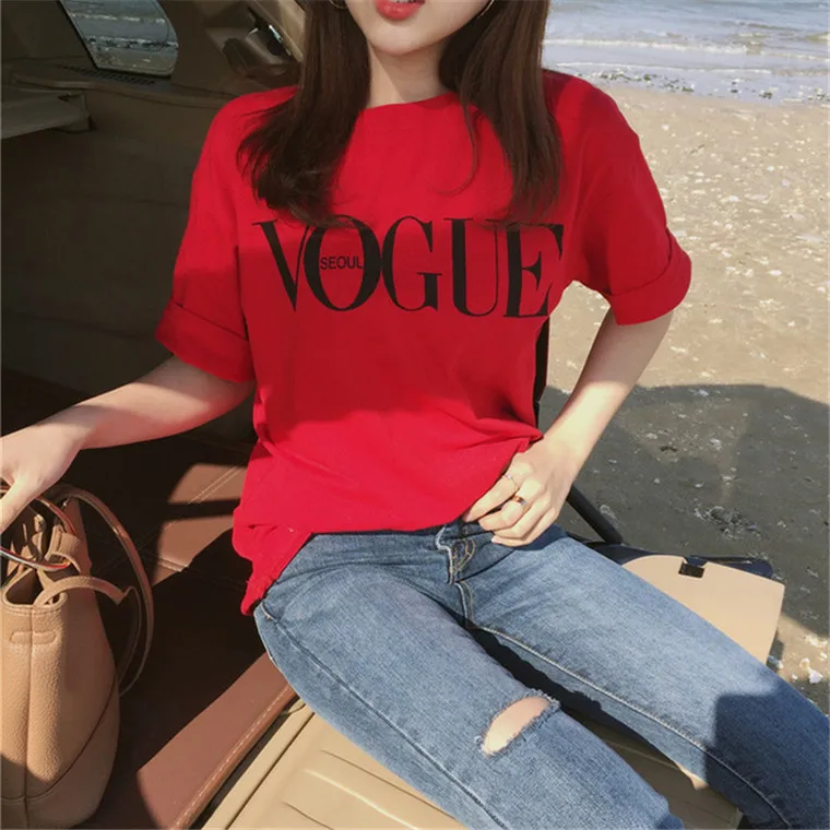 

Summer 2019 Harajuku Aesthetics Tshirt Sexy Vogue Print Short Sleeve Tops & Tees Fashion Casual Lovely T Shirt