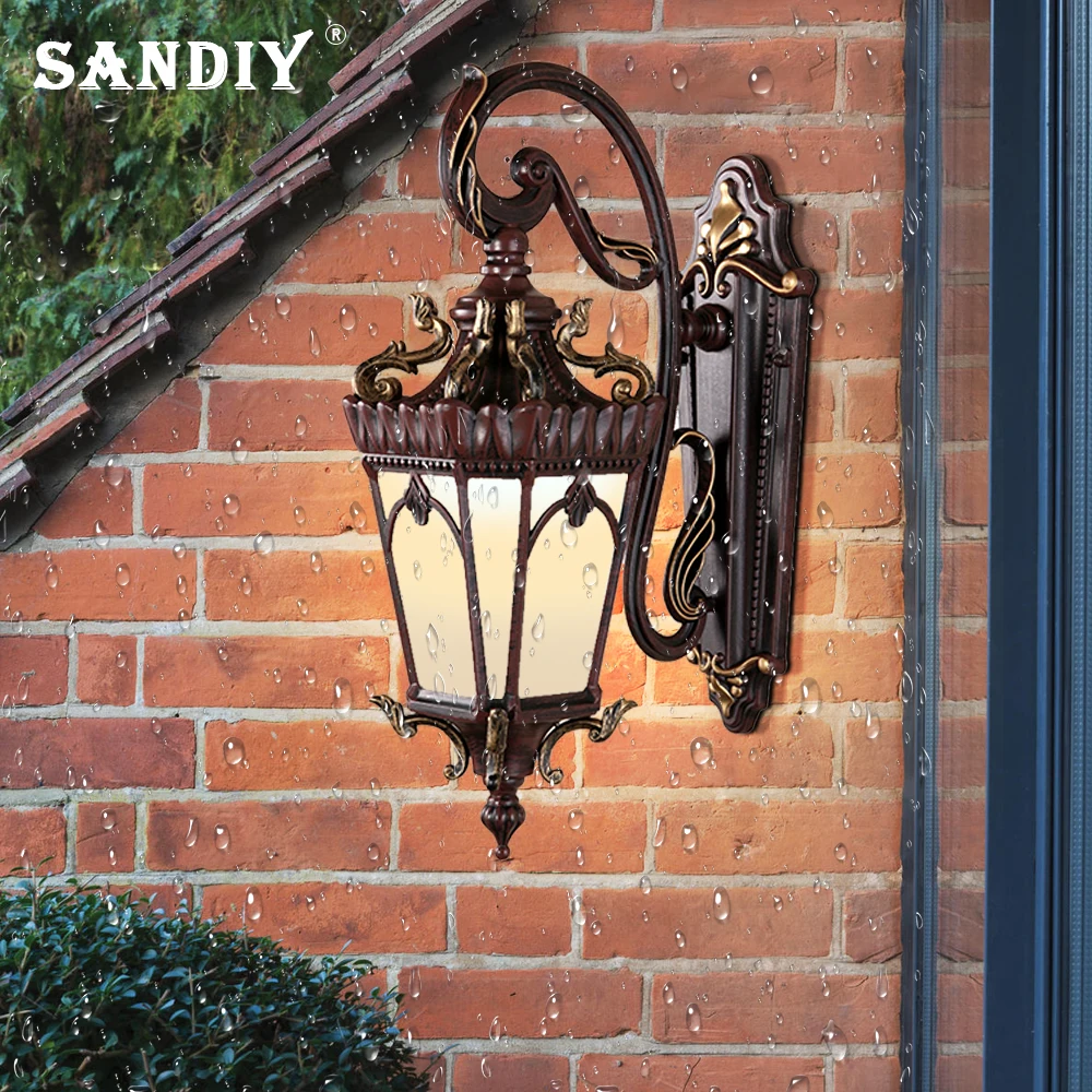 

SANDIY Retro Wall Lights Outdoor IP65 Waterproof Porch Lamp Aluminum Sconce for Hallway Doorway Courtyard E27 Bulb Replaceable