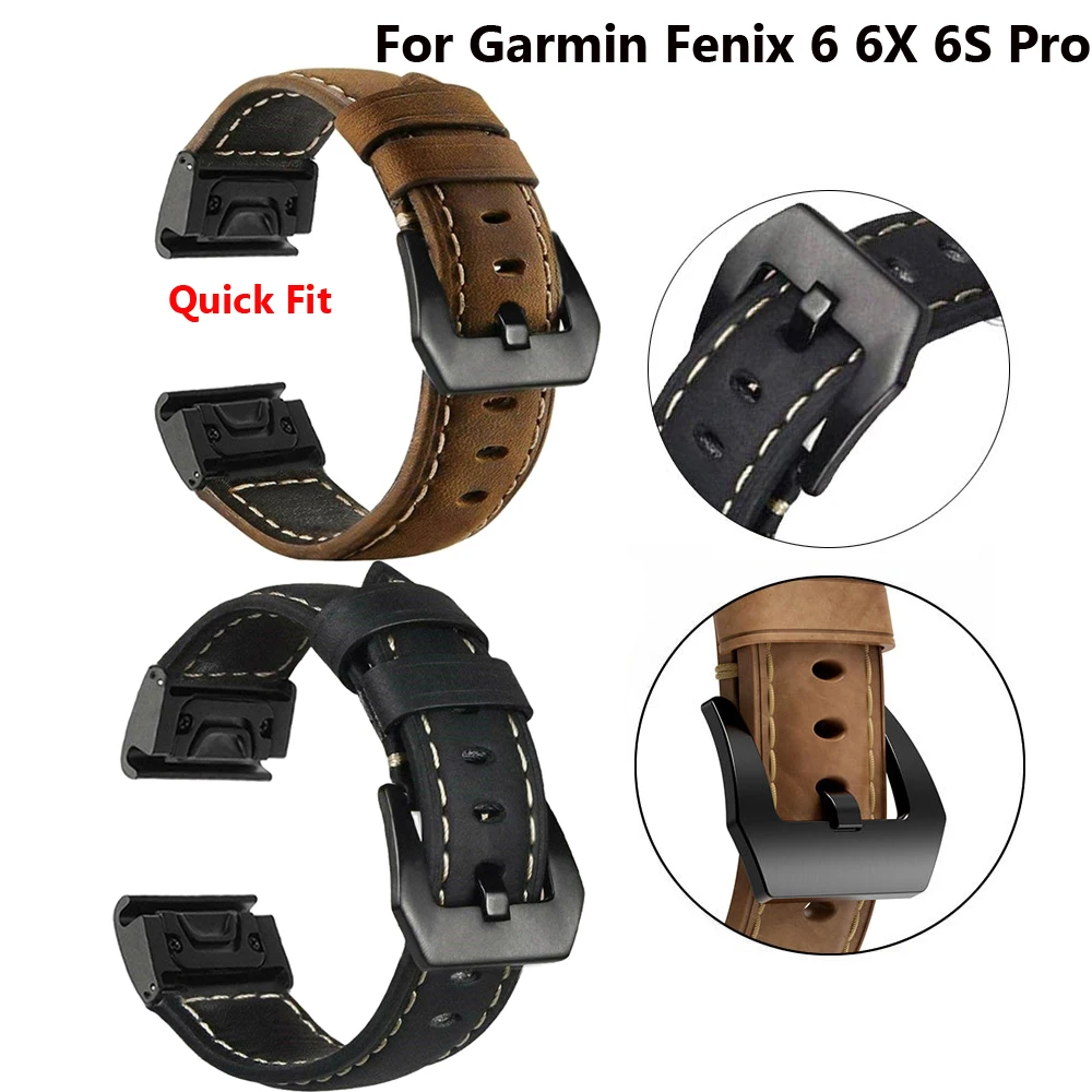 Ремешок для Garmin Fenix 6/6 S/6X/6X Pro 5X Plus, быстросъемный ремешок из натуральной кожи, сменный ремешок, браслет, ремень