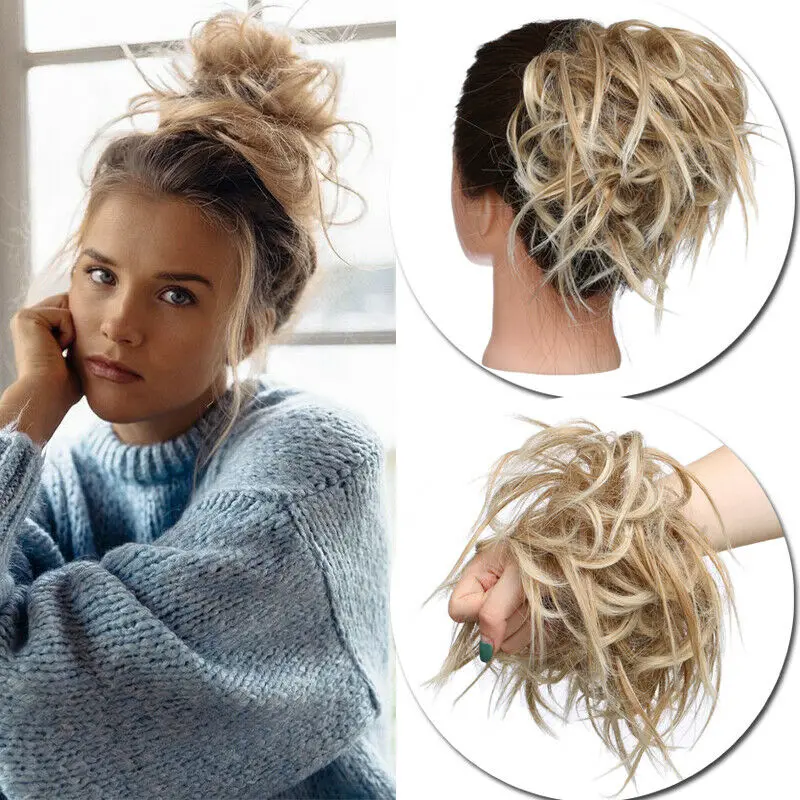 Unordentlicher Dutt-Haarteil Aus Synthetik – Voluminöser Haarknoten, Elastisch, Für Schnelle Hochsteckfrisuren