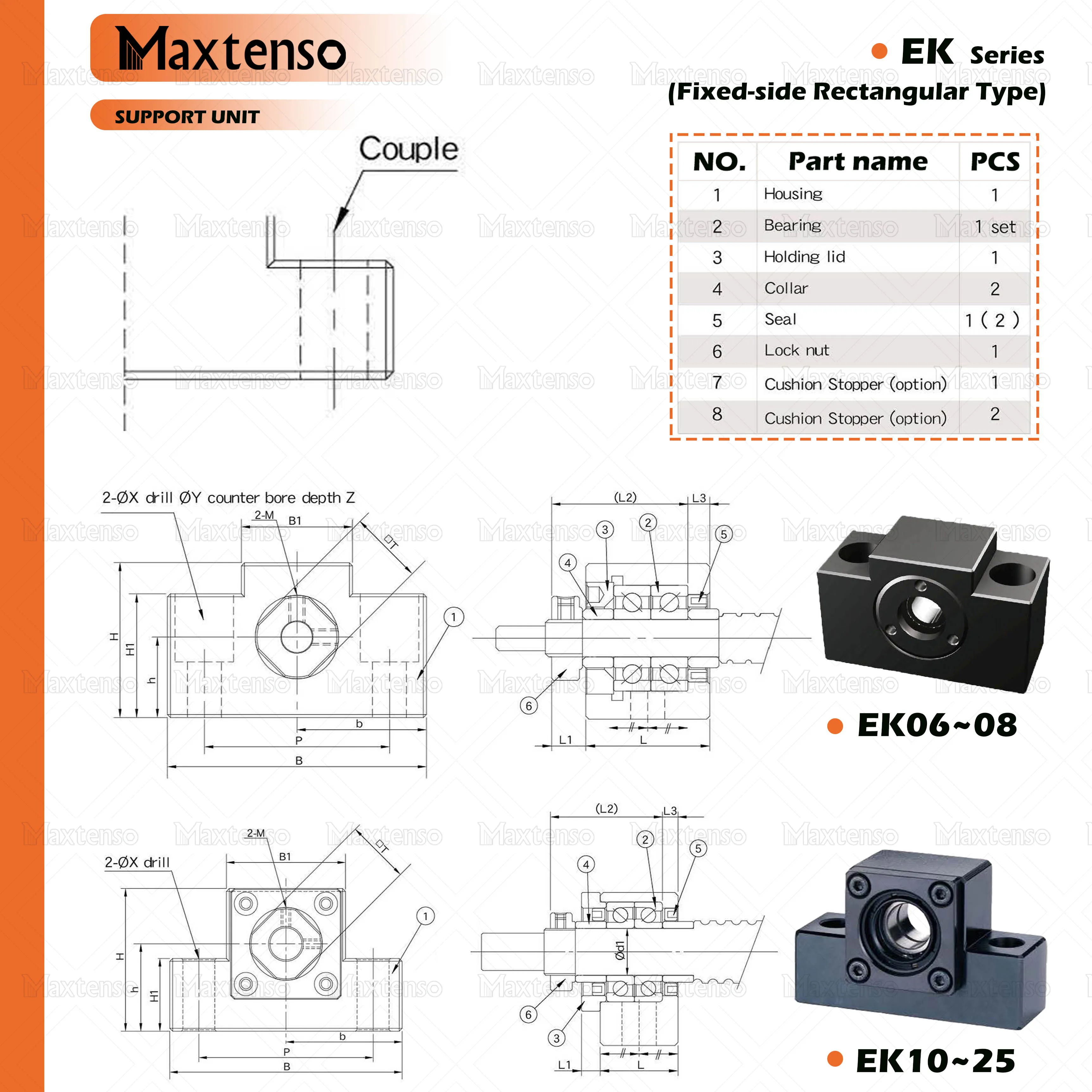 MAXTENSO Поддержка Профессиональный EK05 EK6 EK08 EK10 EK12 EK15 EK20 фиксированной сбоку C3 C5 C7 для ШВП TBI sfu 1204 премиум-класса
