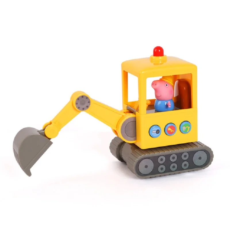 

Genuine peppa pig children's toy excavator George happy music engineering vehicle Set Action Figure Model Doll Kid Toy Gift