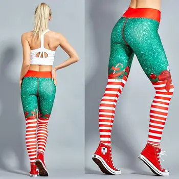 

Christmas Print Skinny Leggings Women Stretch Push Up Leggings Elastic High Waist Slim Leggings Pants Trousers