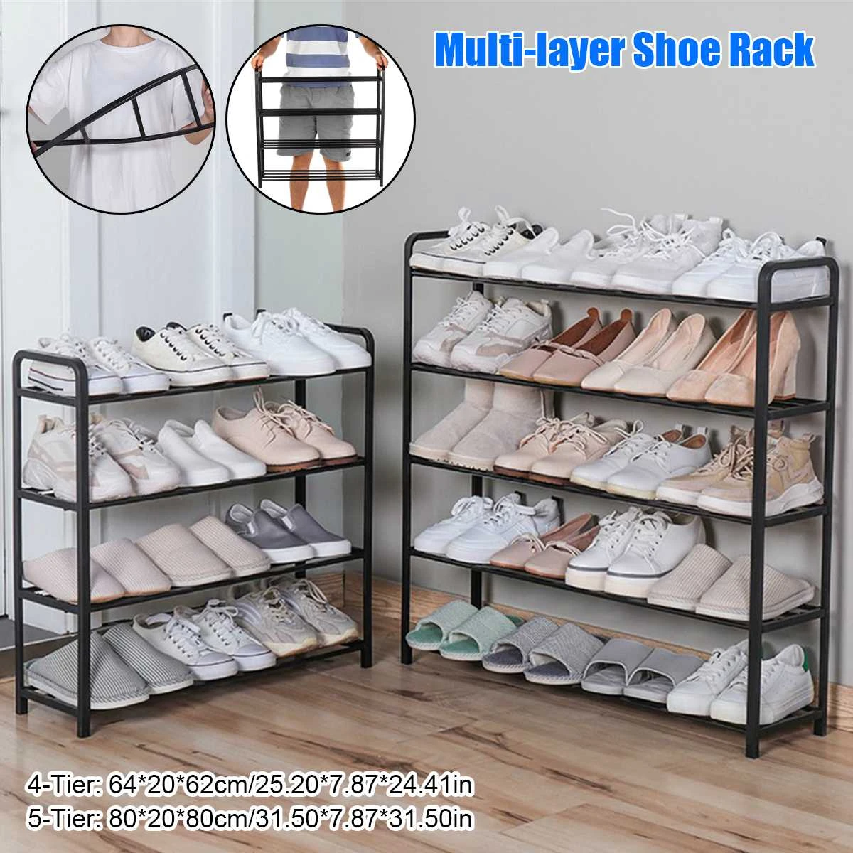 Shoe Rack Organizer Storage Pairs Shoes Shelves Space Saver 4Tier Racks Standing