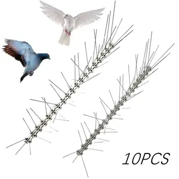 

10pcs Bird Spikes for Small Birds Pigeons Coverage Stainless Steel Bird Spikes Kit Metal Bird Deterrent Spikes 0.49m per piece