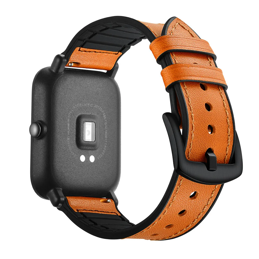 YHNUJM кожа+ Силиконовый ремешок для Huami Amazfit Bip Молодежные часы 20 мм ремешок браслет ремешок для часов