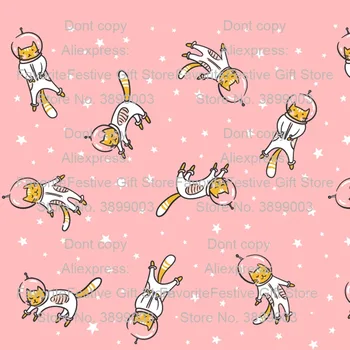 

Space cat Fabric by the yard Kids rayon Cotton Patchwork pink girls Cloth DIY Sewing Quilting Fat Quarters patches for clothing