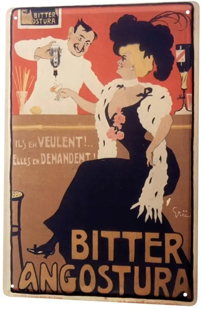Жестяной знак Ностальгический спирт в стиле ретро Angostura Bitters | Дом и сад