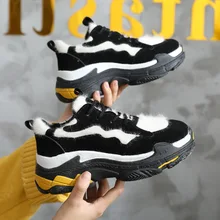 Женские кроссовки; теплая зимняя обувь; женская обувь с Плюшевым Мехом; Повседневная обувь; женские кроссовки на платформе; женские кроссовки на шнуровке