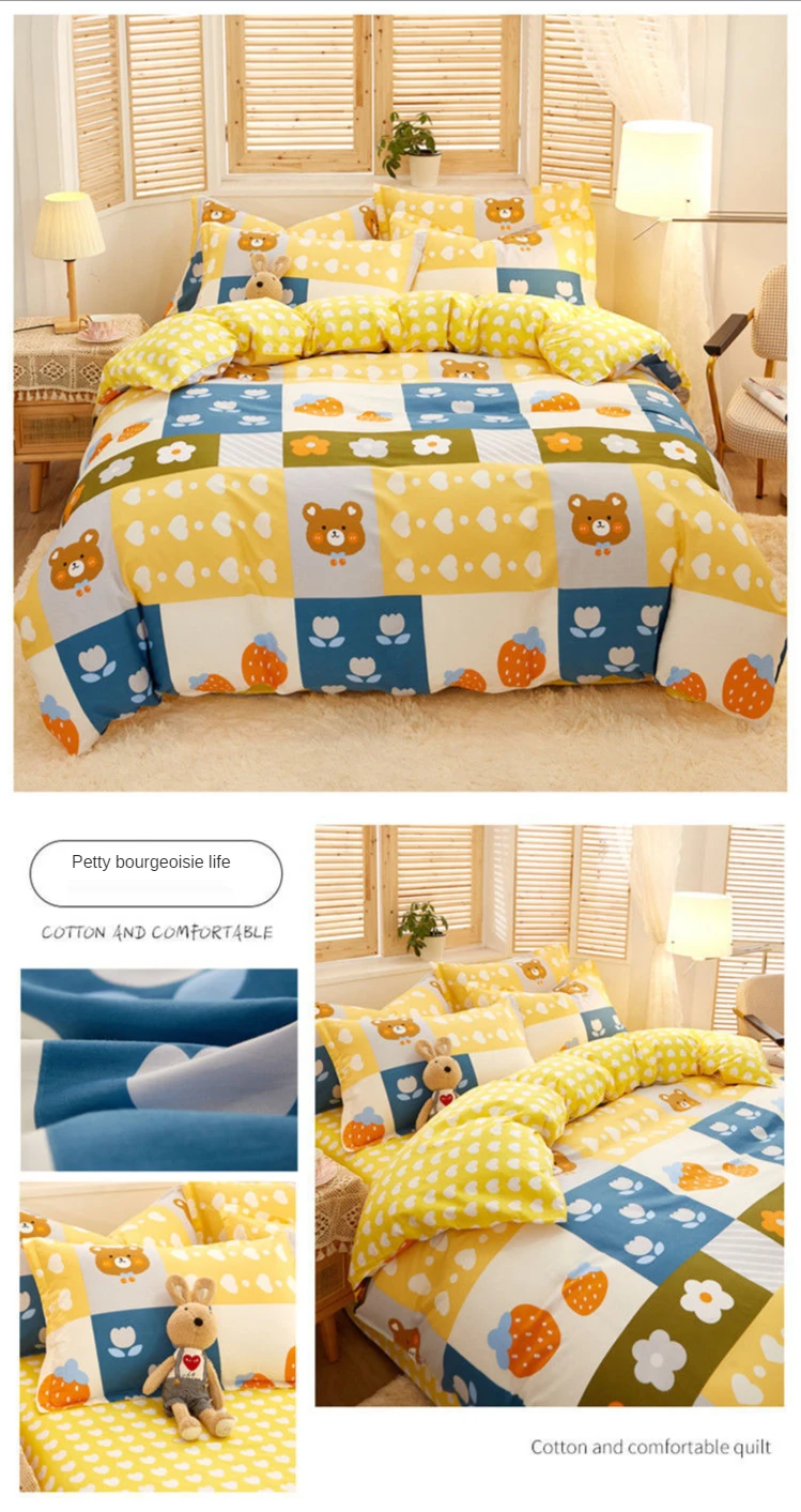 100% cotton four-piece suit, pure cotton four-piece suit, 100% twill linen and duvet cover, double 1.2/1.8/2.0m bedding