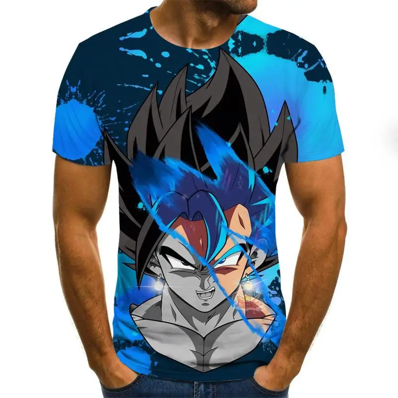 

2020 Fashion T-shirt Men/Boy Summer 3D Printing Comic Dragon Ball z Super Saiyan Son Goku Anime Cartoon Casual T-shirt
