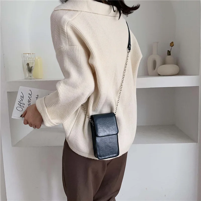 

INS Versitile Fashion Square Sling Bag Mini Crossbody Bag Solid Color Chain Mobile Phone Bag Women Bags
