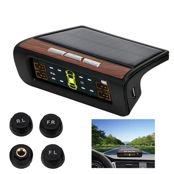 

LEEPEE TPMS Sensor Tire Pressure Monitoring System Solar Power Digital LCD Display Security Alarm Systems Tyre Pressure Sensor