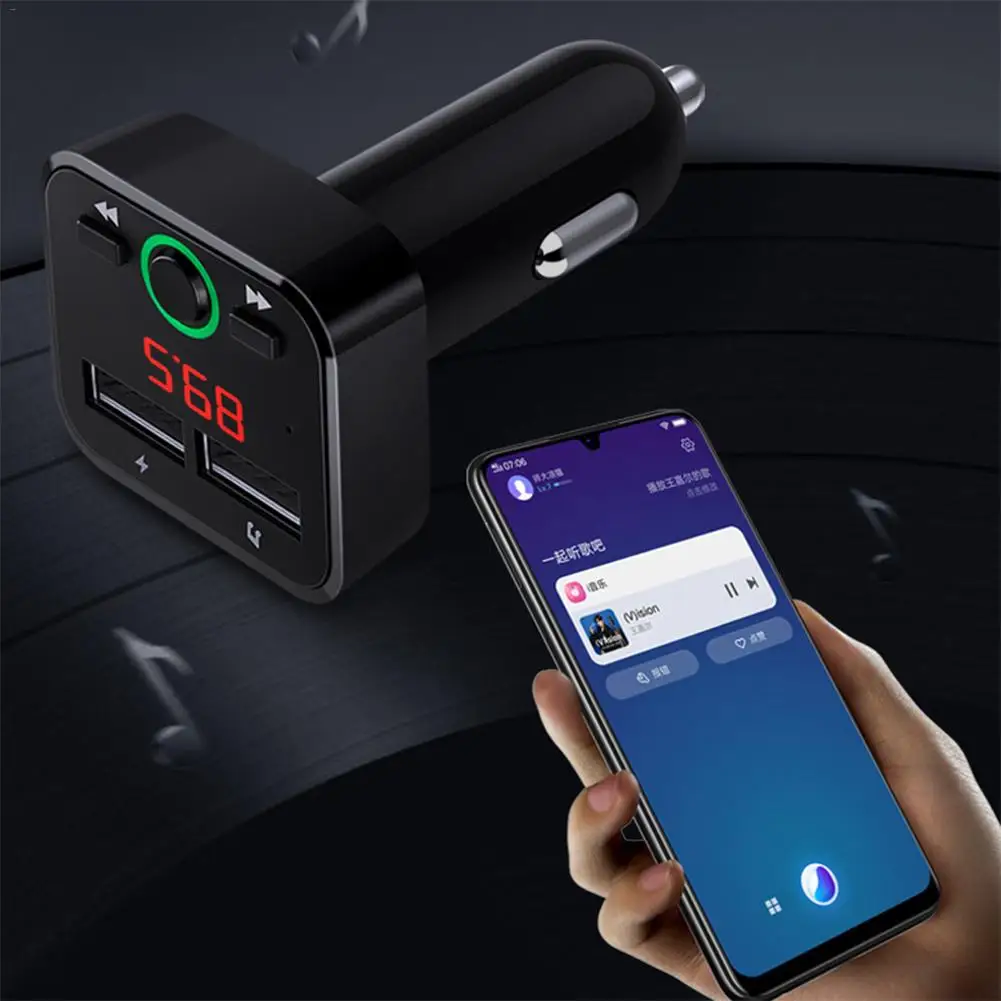 Автомобильный Bluetooth 5,0 FM передатчик Авто громкой связи беспроводной MP3-плеер 5 в 2.1A двойной зарядное устройство USB адаптер Быстрая зарядка