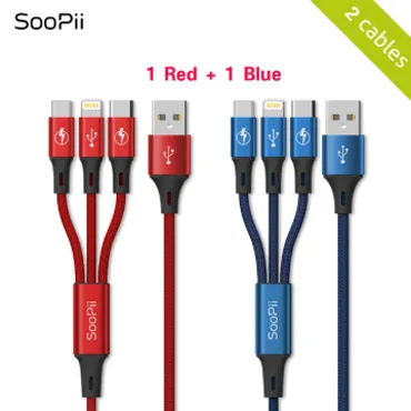 SooPii для Lightning iPhone короткий кабель 9 дюймов Micro usb type C короткие кабели для нескольких портов зарядная станция 4 шт