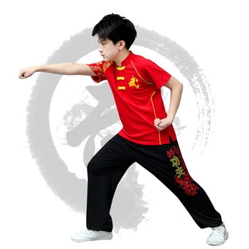 

For Height 110-180cm Children Kungfu Clothes Set Chinese Mandarin Collar Photography Clothing Boys Girls Wushu Performance Suits