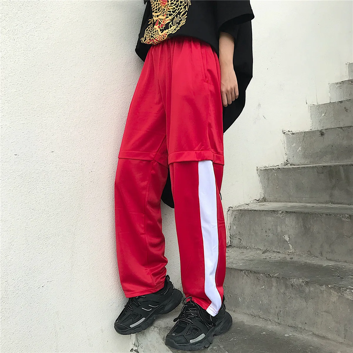 Neploe Harajuku повседневные женские длинные мужские брюки стрейч Высокая талия прямые брюки Новинка хит цвет ретро карманные брюки 54157