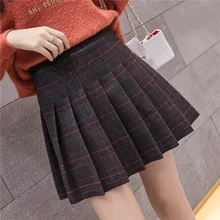 Модная женская плиссированная юбка в английском стиле с эластичной высокой талией, осенне-зимние облегающие мини-юбки А-силуэта