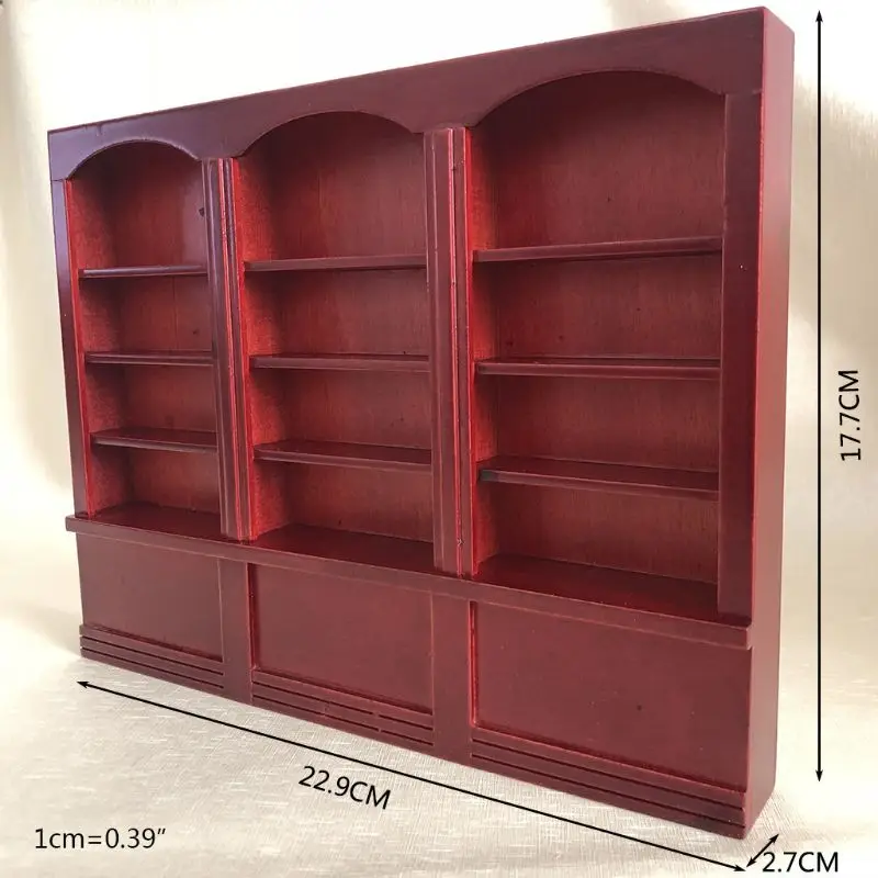 1:12 Dollhouse Red Bookshelf Miniature Bookcase Furniture Decorative Accessories R9UE