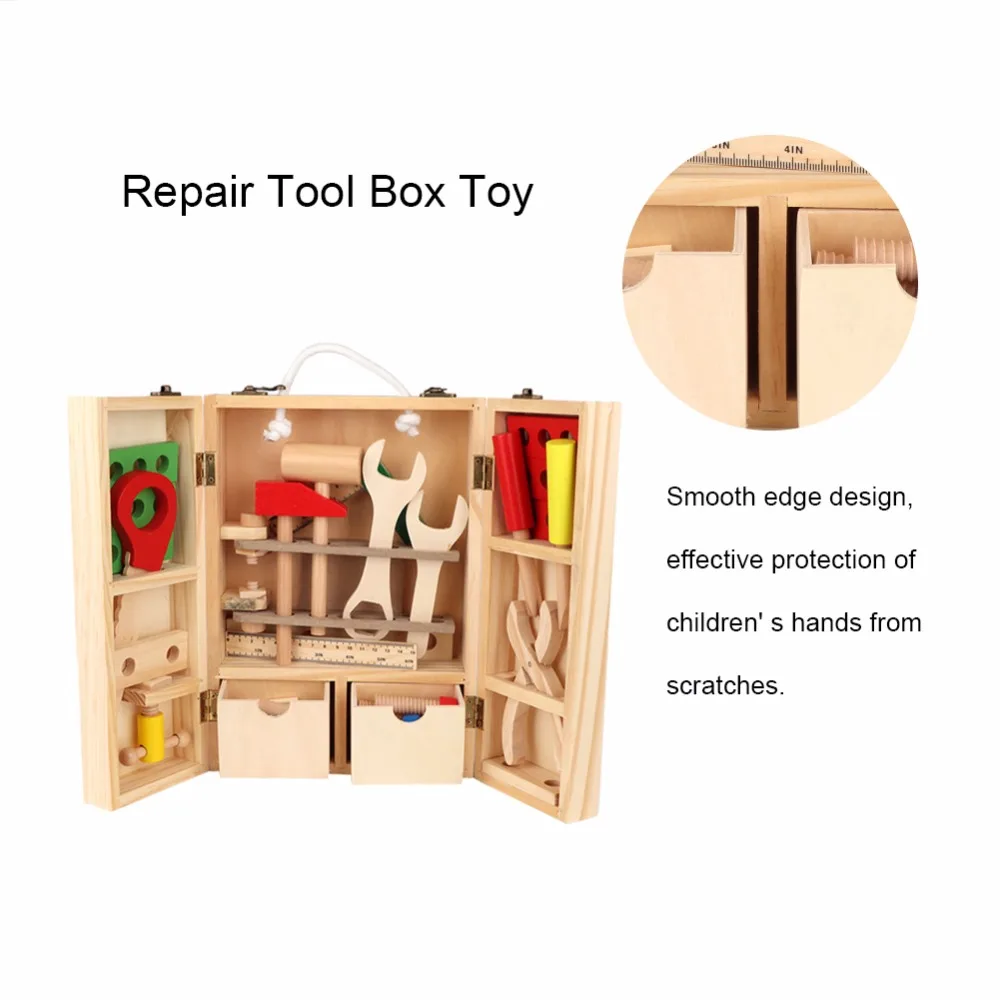 Montessori Wooden Tool Toys Kid Repair Tools Screwdriver Tool Table Early Educational Assemble Toy For Boys Preschool Toy